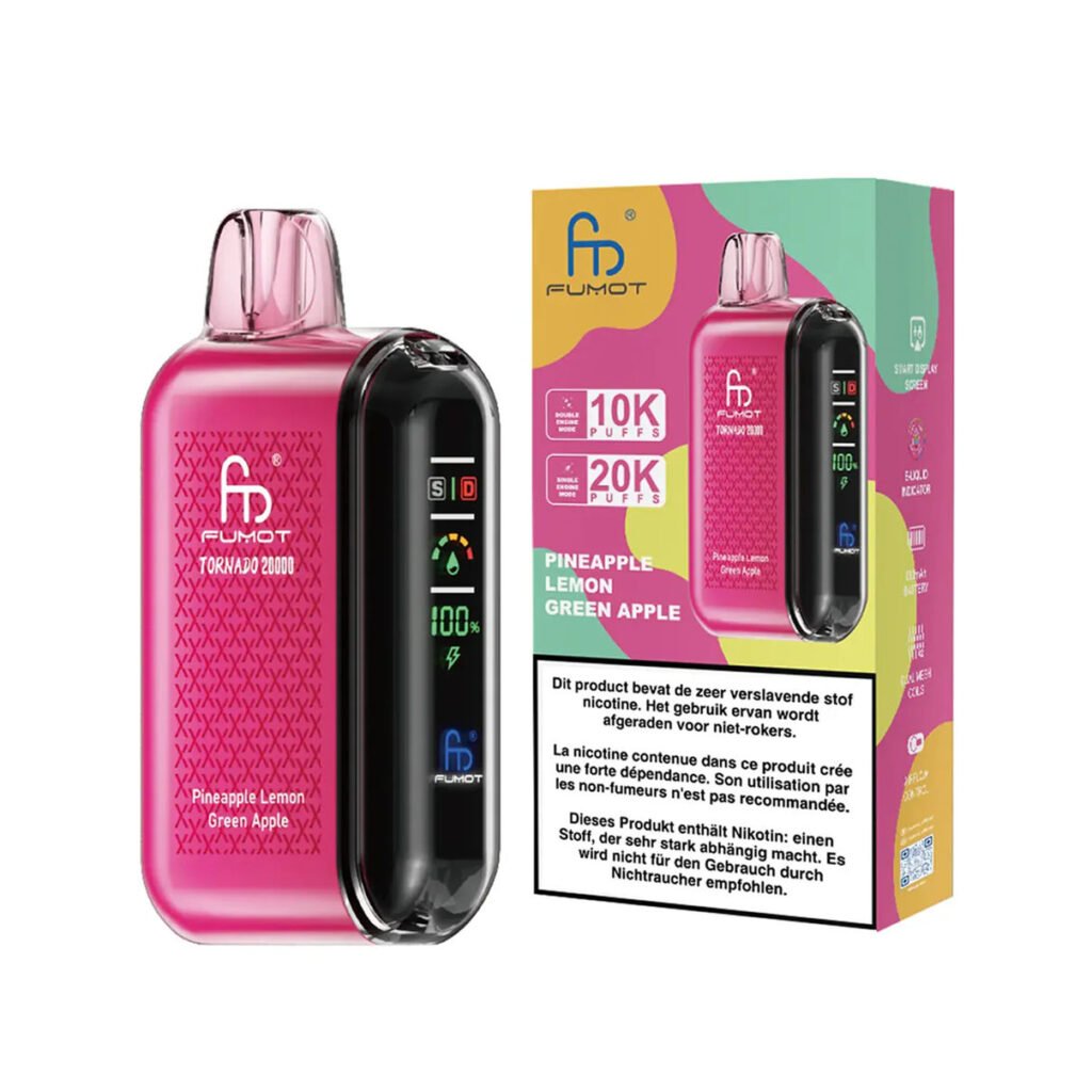 dispositivo único y caja de venta al público para pineapple lemon green apple fumot tornado 20000