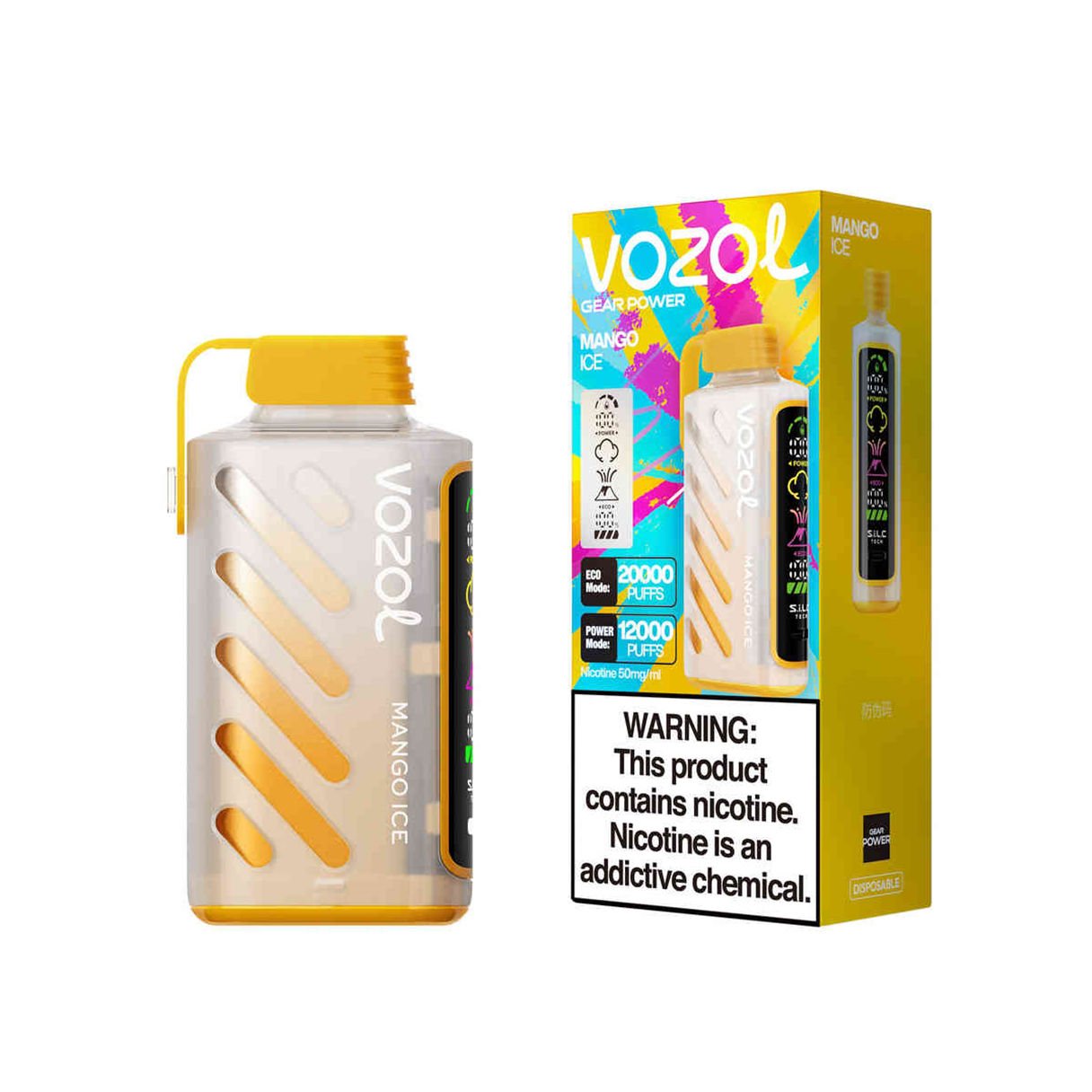 dispositivo único e caixa de retalho para vozol gear power 20000 mango ice