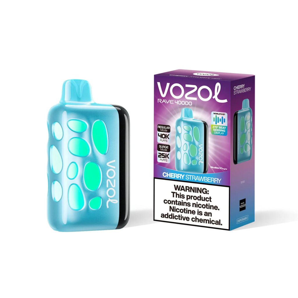 single device and retail box for vozol rave 40000 cherry strawberry
