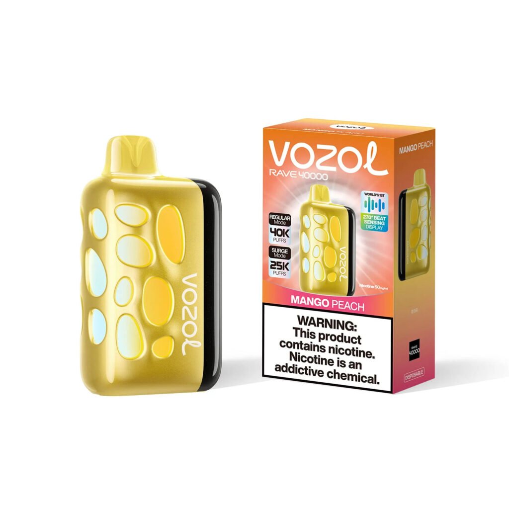 single device and retail box for vozol rave 40000 mango peach