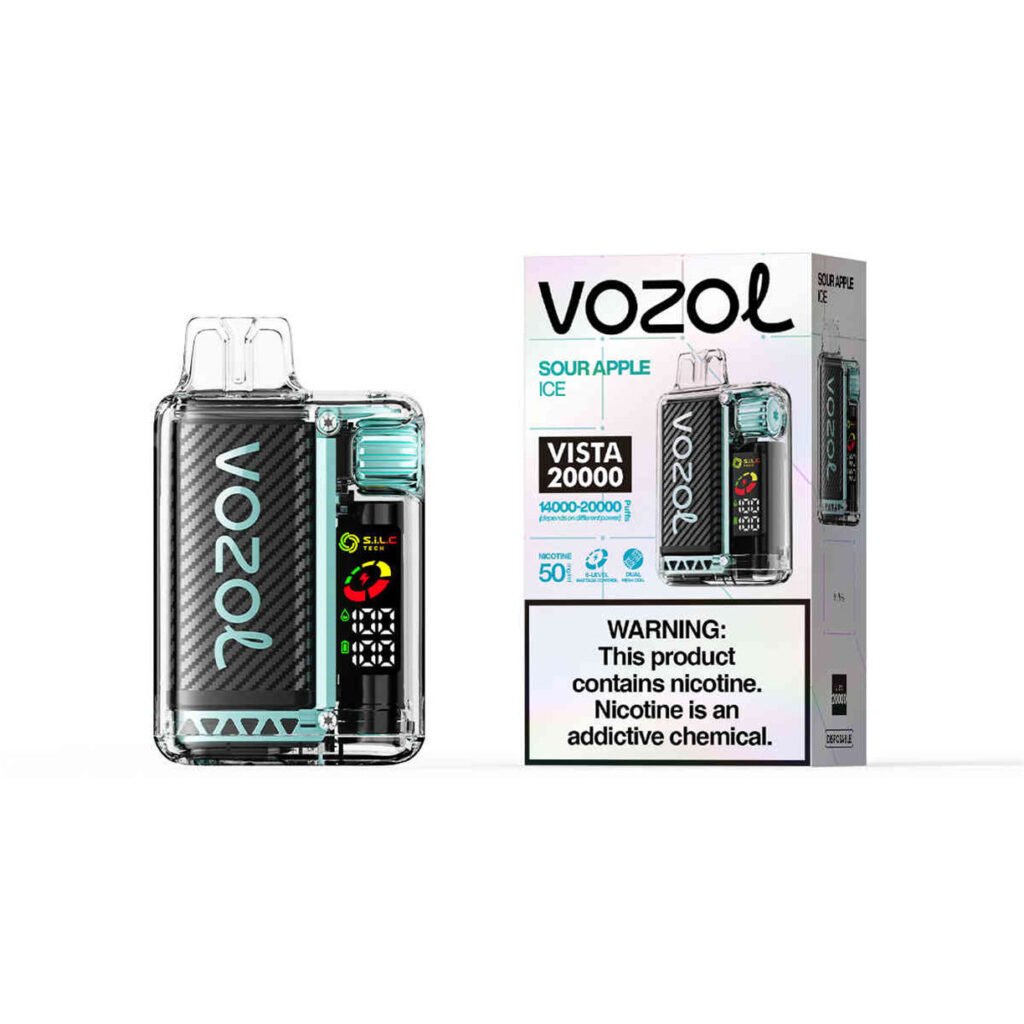 afzonderlijk apparaat en detailhandeldoos voor vozol vista 20000 sour apple ice