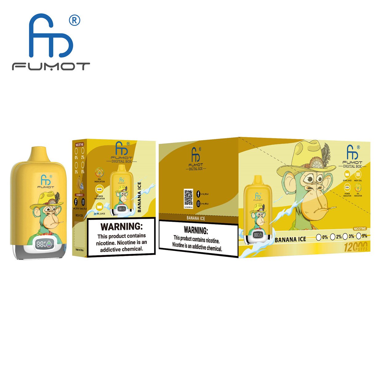 mayorista caja expositora de 10 paquetes de fumot 12000 banana ice