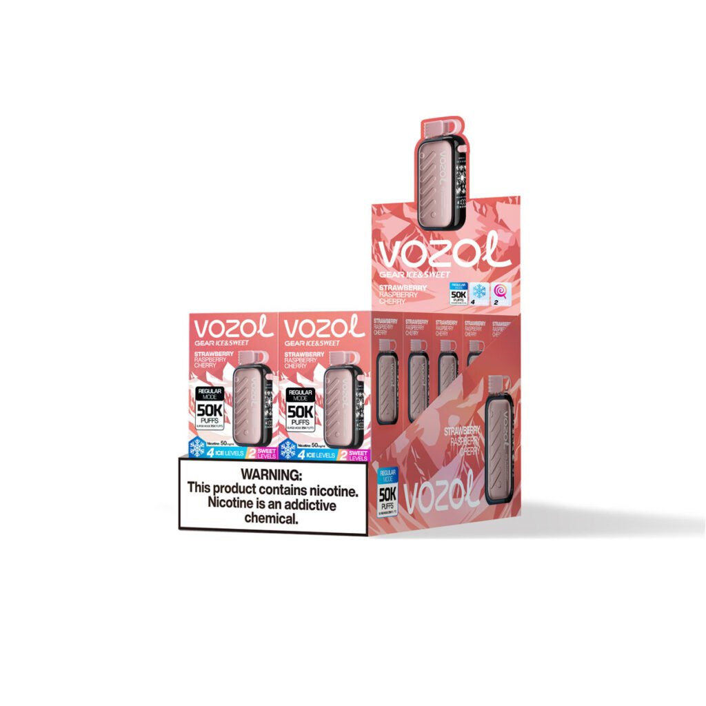 wholesale 10 pack display box of vozol gear 50000 strawberry raspberry cherry