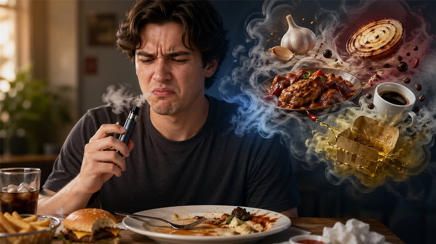 Dlaczego Vape dziwnie smakuje po jedzeniu: Wylecz język wapera