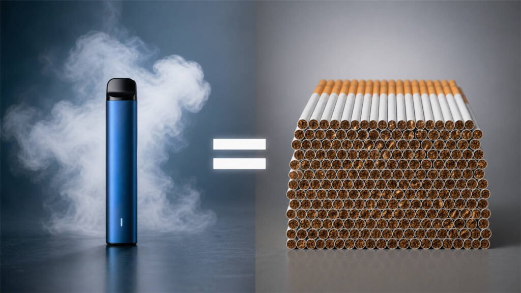 ¿Te preguntas cuántos cigarrillos equivalen a 12.000 caladas de un vapeador desechable?