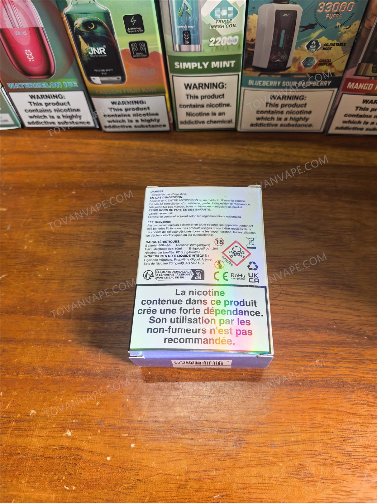 back view of the jnr fox 10k packaging box displaying product details