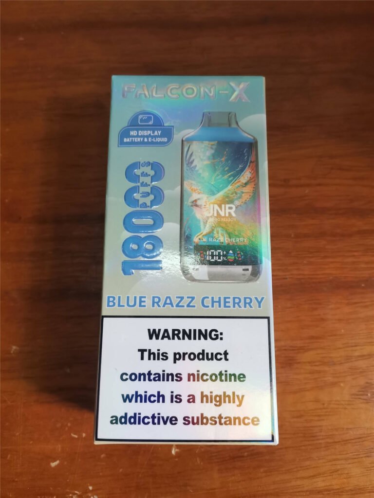 front view of the jnr falcon x 18k packaging box showing product branding and design front view of the jnr falcon x 18k packaging box showing product branding and design