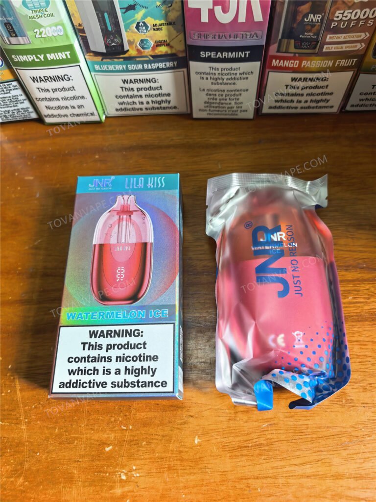 front view of the jnr lila kiss 60k box and sealed wrapper