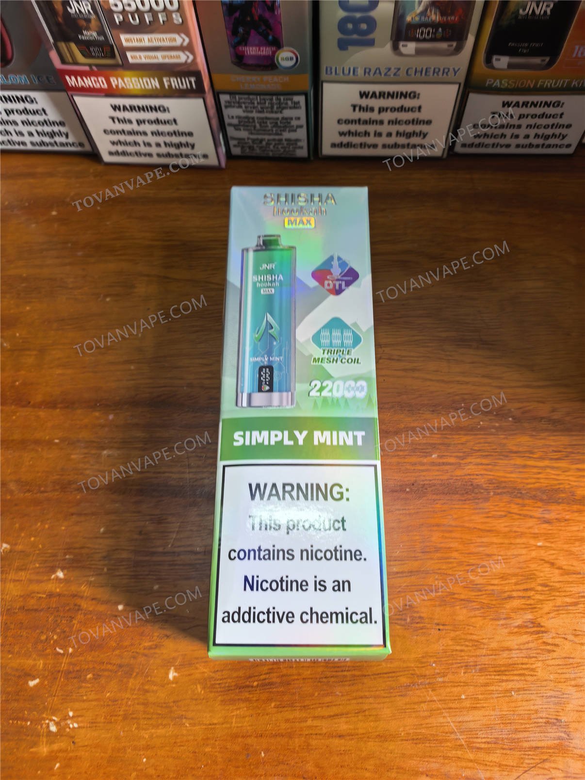 front view of the jnr shisha max 22k packaging box