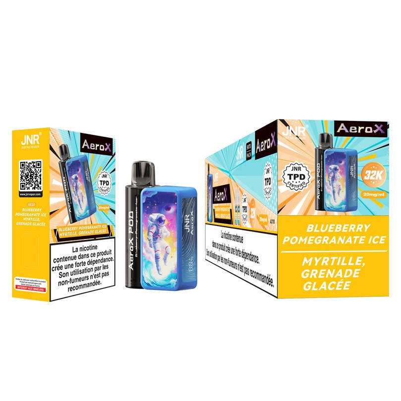 jnr aero x 32k blueberry pomegranate ice shipping box and retail packages in bulk