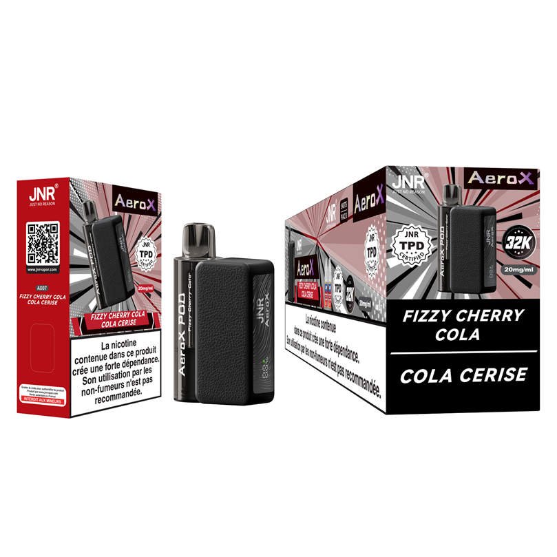 jnr aero x 32k fizzy cherry cola shipping box and retail packages in bulk