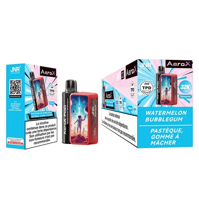 jnr aero x 32k watermelon bubblegum shipping box and retail packages in bulk