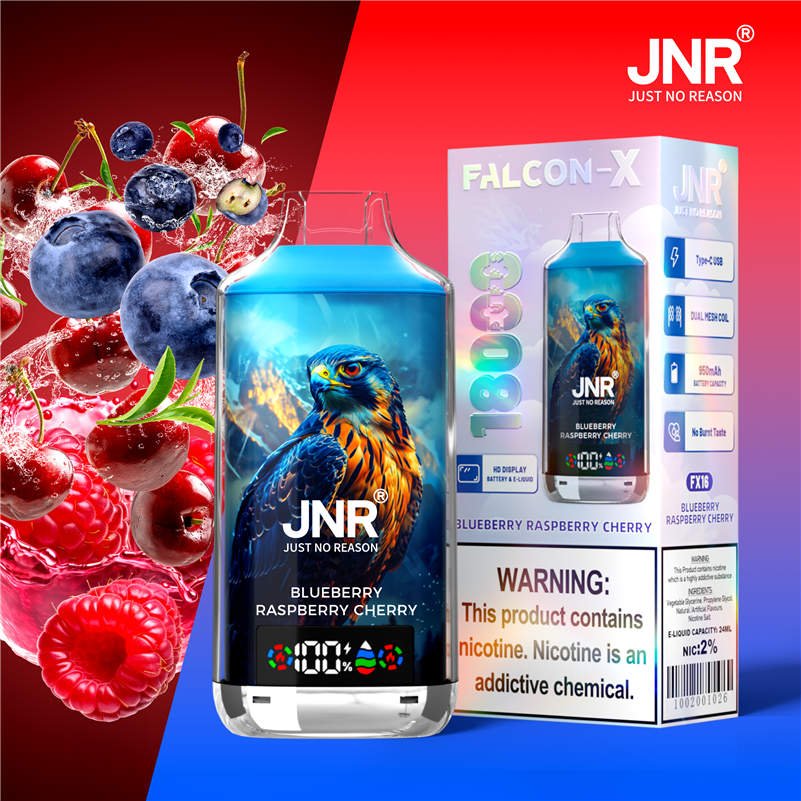 jnr falcon x 18000, blueberry raspberry cherry e confezioni per la vendita al dettaglio