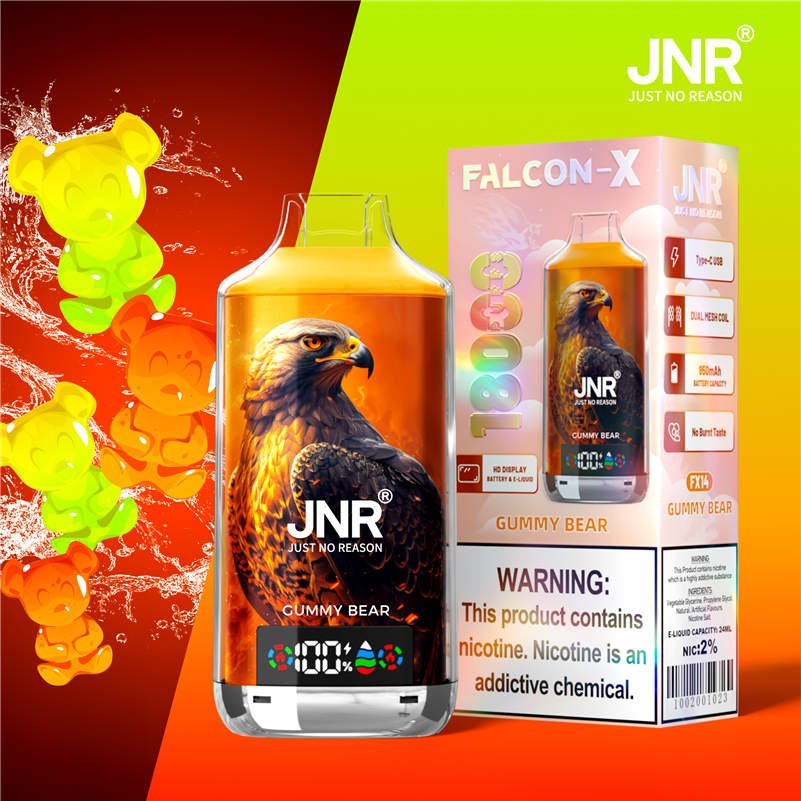jnr falcon x 18000 gummy bear and retail packaging