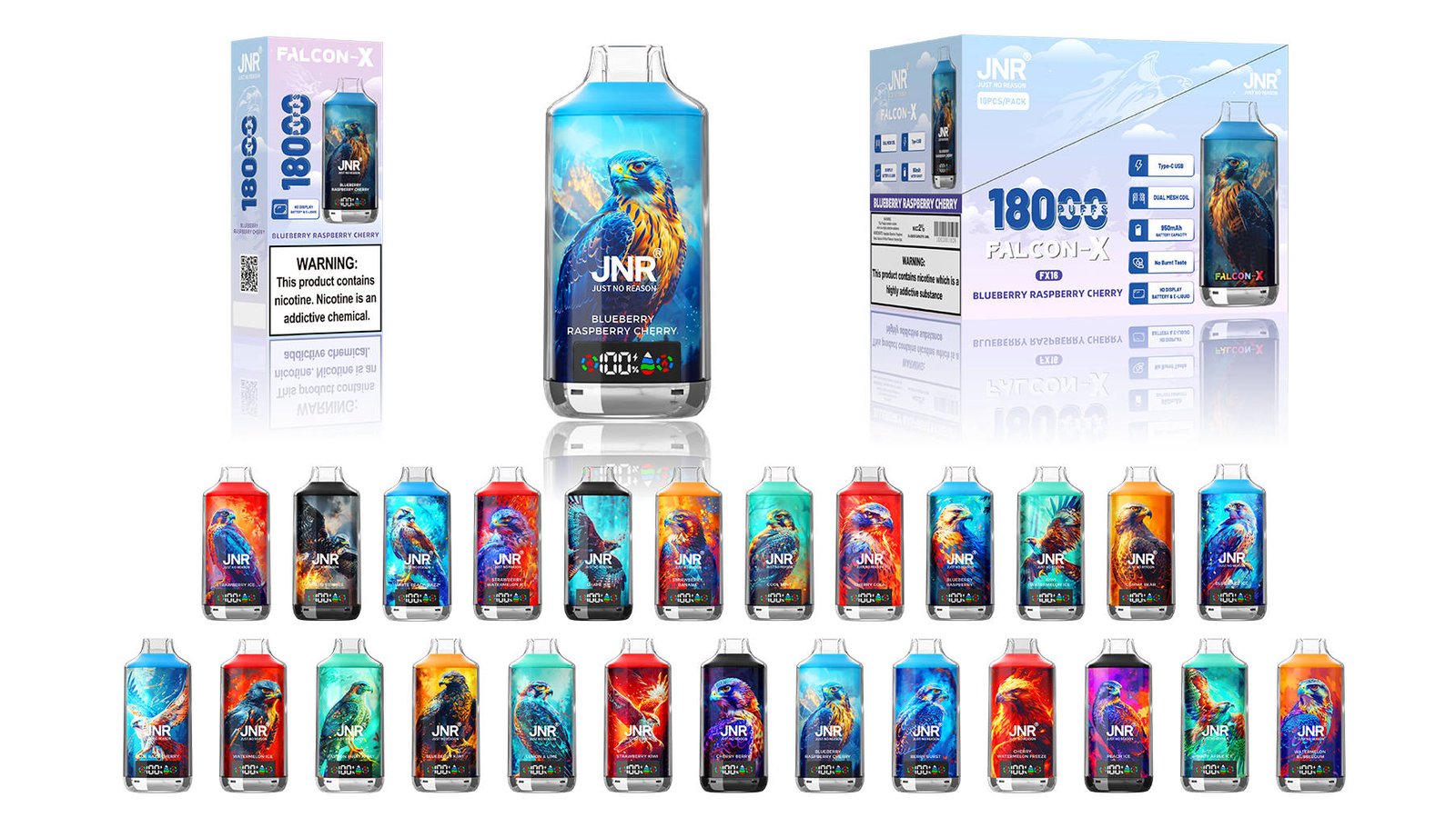 jnr falcon x 18000 retail packaging and large outer box