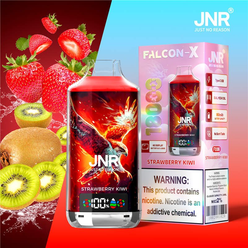 jnr falcon x 18000 strawberry kiwi and retail packaging