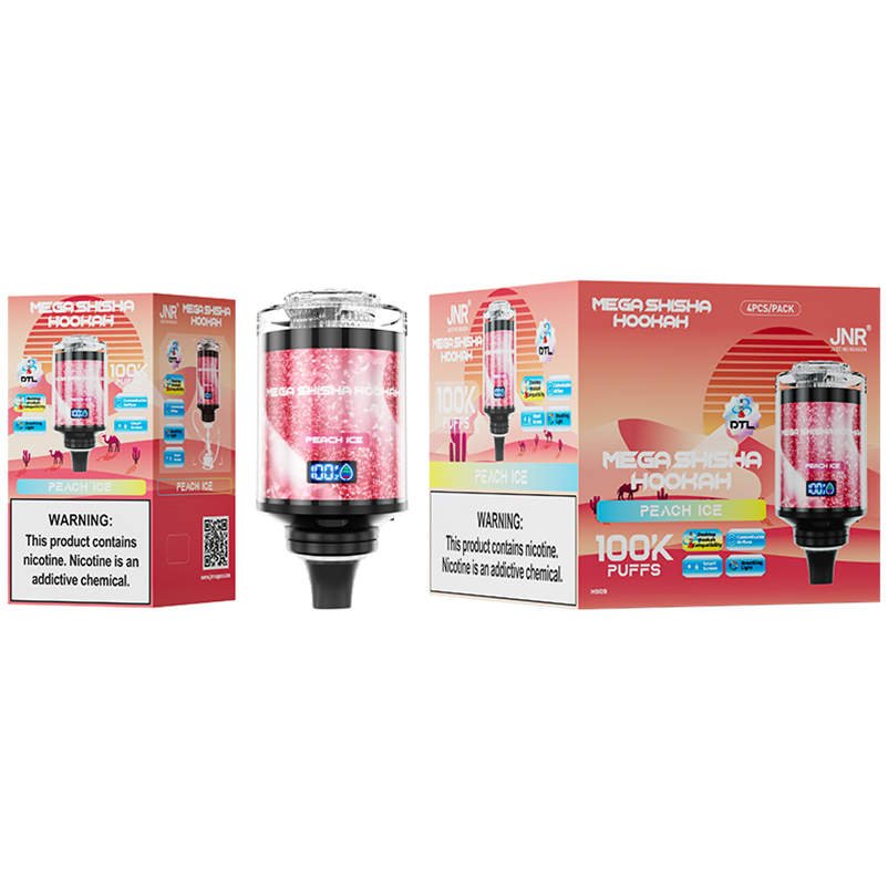 jnr mega shisha hookah 100000 peach ice and retail packaging and large outer box jnr mega shisha hookah 100000 peach ice and retail packaging and large outer box