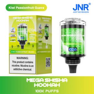 jnr mega shisha hookah 100k kiwi passionfruit guava and retail packaging