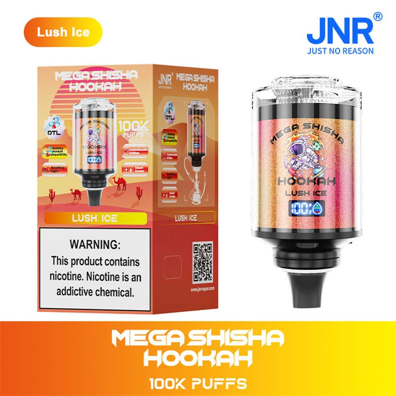 jnr mega shisha hookah 100k lush ice and retail packaging