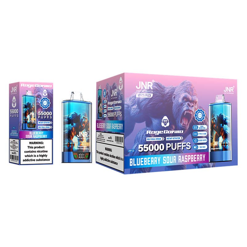 jnr rage gorilla 55k blueberry sour raspberry bulk wholesale packaging and outer box
