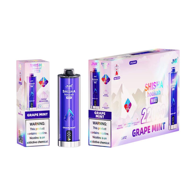 jnr shisha max 22k grape mint stock items with large display box