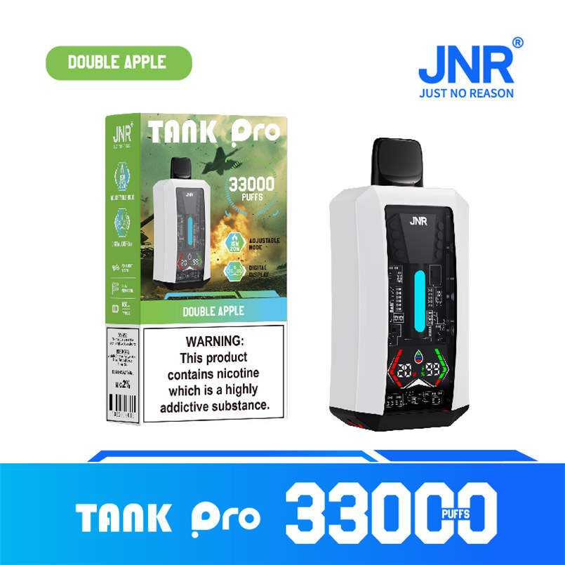 jnr tank pro 33000 double apple device and descriptive product packaging