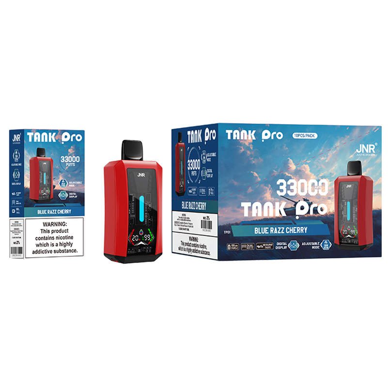 jnr tank pro 33k blue razz cherry master carton packaging for wholesale