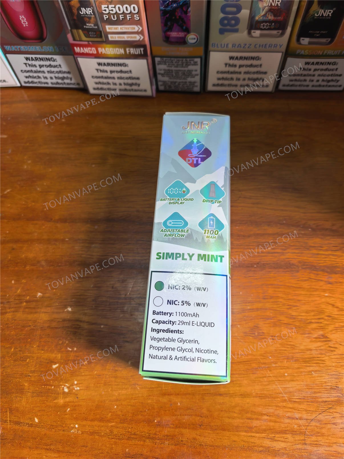 left side view of the jnr shisha max 22000 packaging