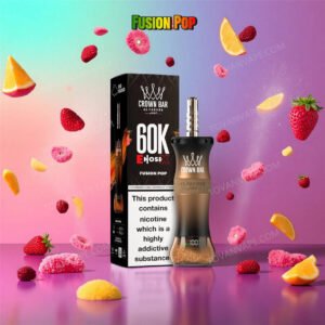 al fakher crown bar e hose x 60000 fusion pop surrounded by a vibrant mix of fresh fruits