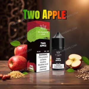 al fakher two apple 30ml 30mg e-liquid framed by fresh red and green apples
