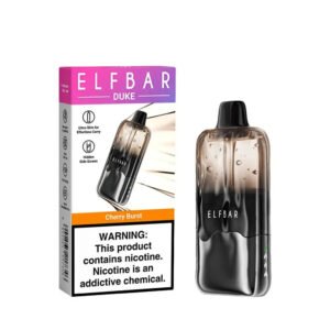 elf bar duke 30000 cherry burst next to its individual retail box