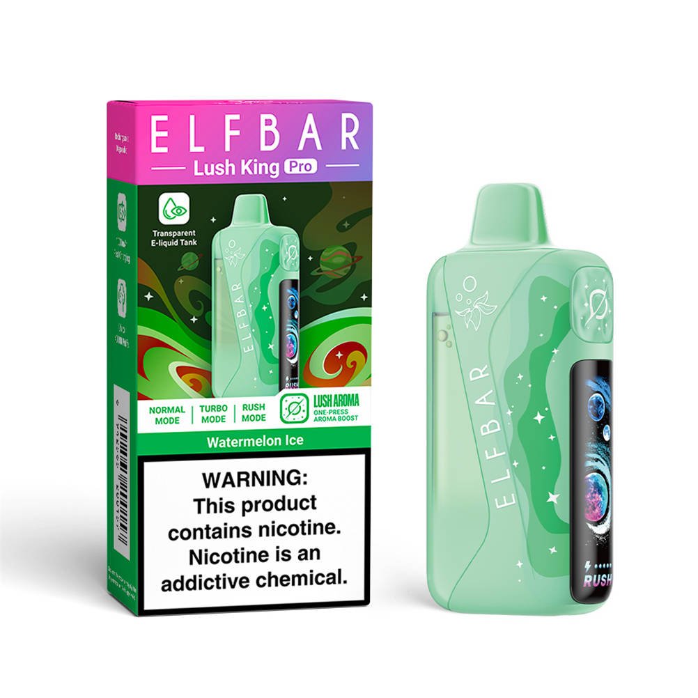 elfbar lush king pro 40000 watermelon ice paired with its standard retail packaging box