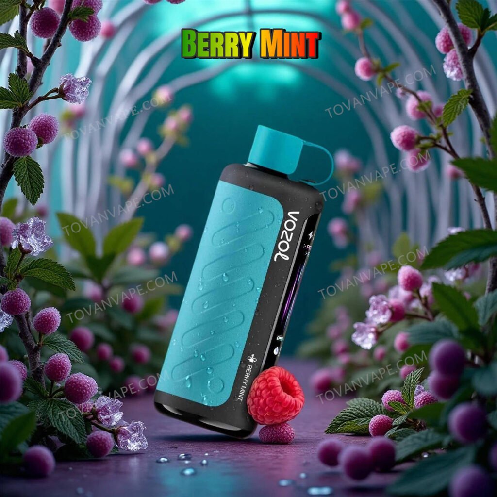 fresh mint folhas e bagas doces em torno do vozol gear hookah 40k berry mint