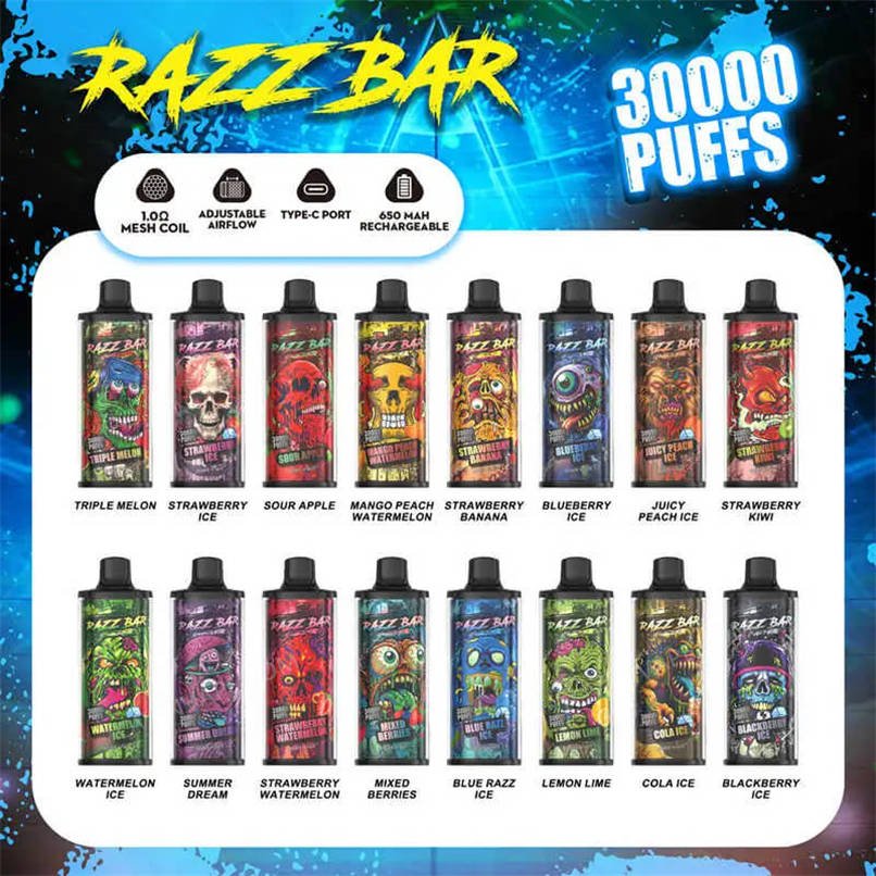 full collection of all 16 e liquid flavors available for the razz bar 30000 full collection of all 16 e liquid flavors available for the razz bar 30000