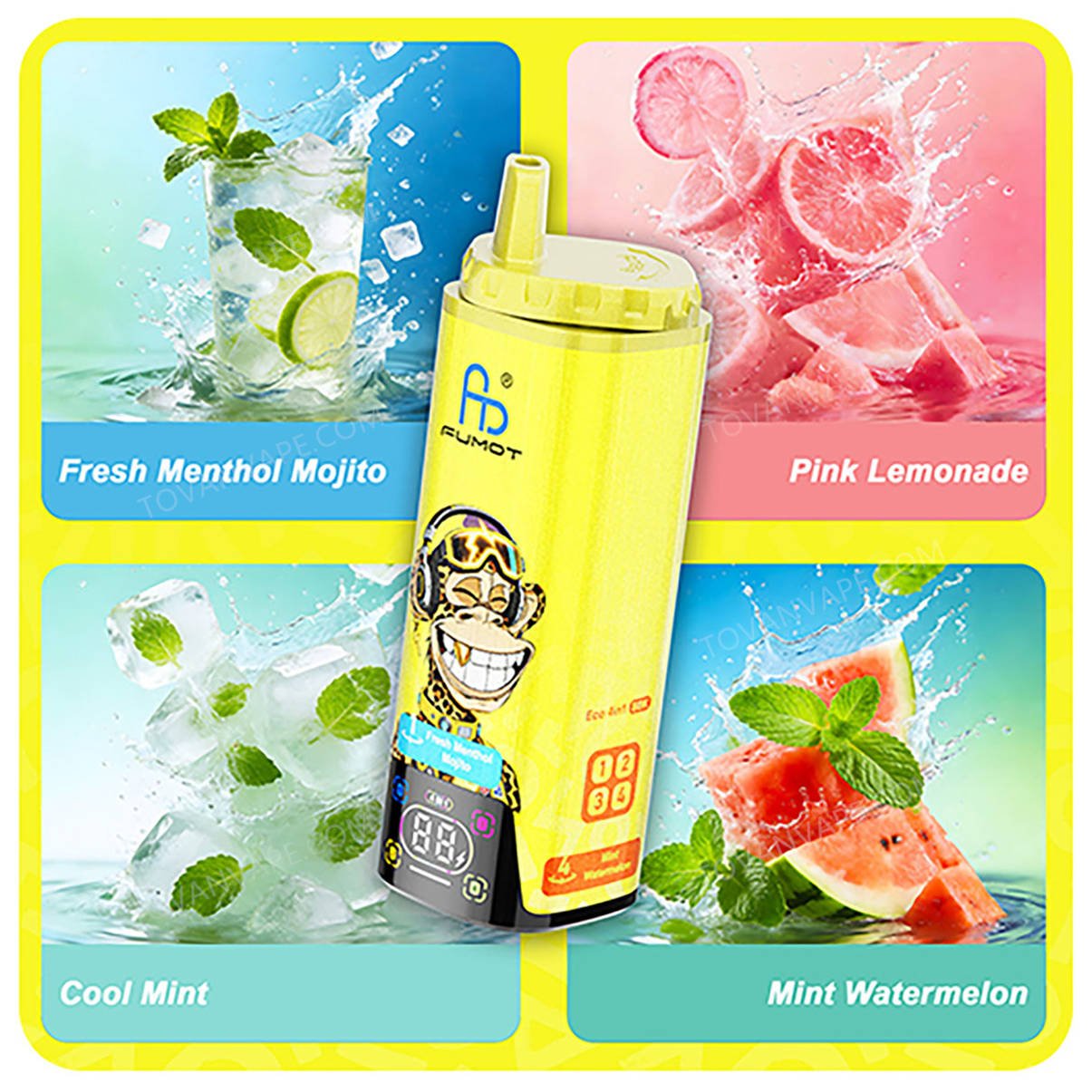 fumot 80k fresh menthol mojito - pink lemonade - cool mint - mint watermelon