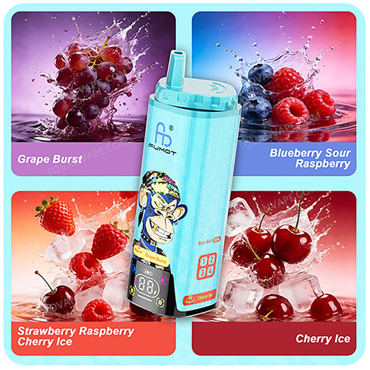 fumot 80k grape burst - blueberry sour raspberry - strawberry raspberry cherry ice - cherry ice