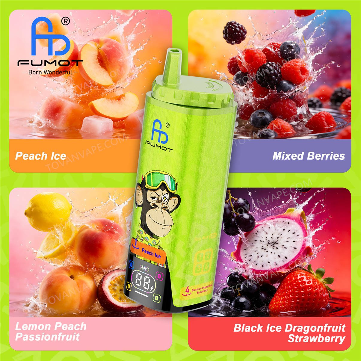 fumot 80k peach ice - mixed berries - lemon peach passionfruit - black ice dragonfruit strawberry