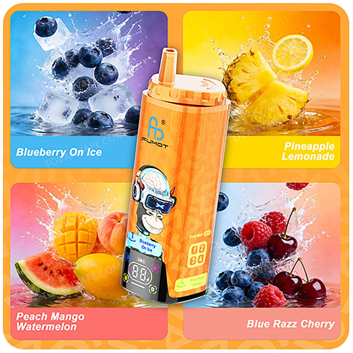 fumot eco 4in1 80k blueberry on ice - pineapple lemonade - peach mango watermelon - blue razz cherry
