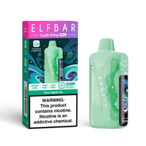 emballage individuel accompagnant les modèles elfbar lush king pro 40000 et sour apple ice