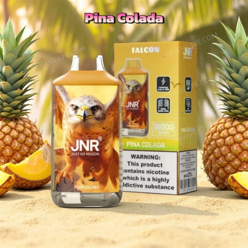 Édition jnr falcon 16k pina colada, disposée au centre de tranches d'ananas sucrés et de noix de coco fraîches
