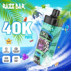 Die wichtigsten Merkmale des razz bar 40k mit Screen-Vape, dargestellt in einer Werbegrafik