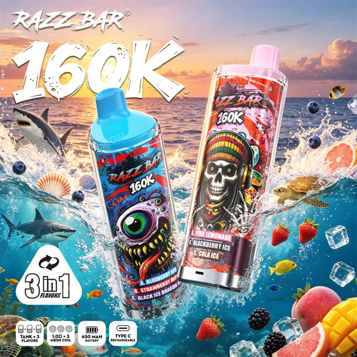 immagine promozionale che illustra le caratteristiche principali del design e le specifiche tecniche del modello razz bar 160k