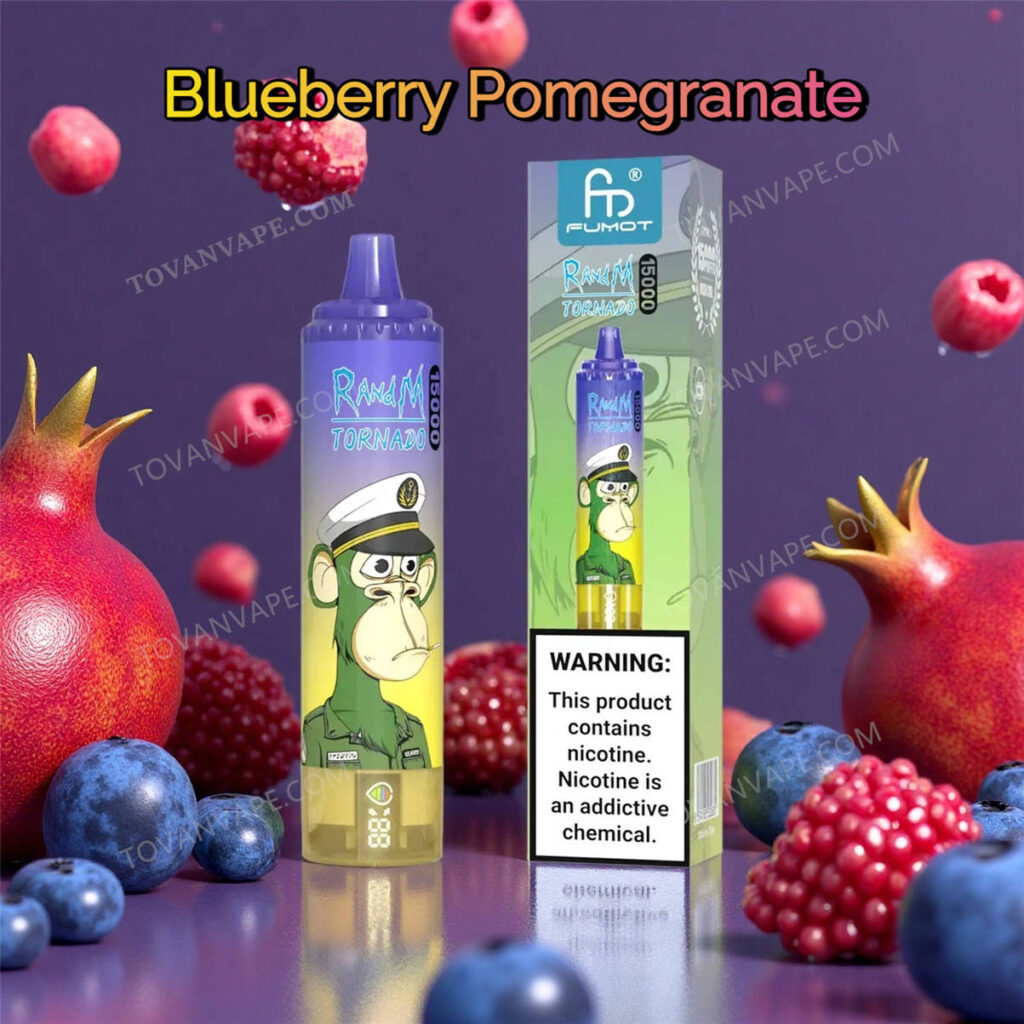 randm tornado 15k blueberry pomegranate sur fond de myrtilles fraîches et de grenades ouvertes