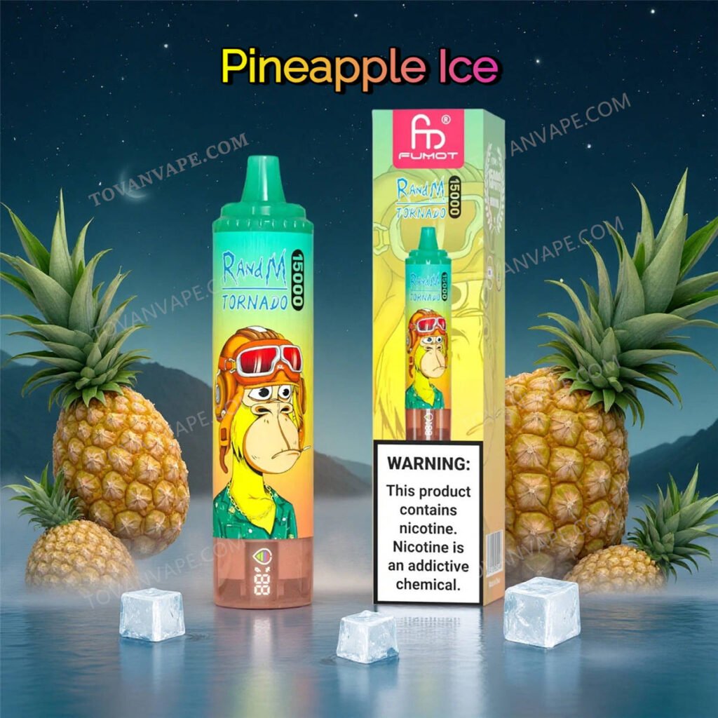 randm tornado 15k pineapple ice in primo piano su uno sfondo di ananas gialli e cubetti di ghiaccio freddi randm tornado 15k pineapple ice in primo piano su uno sfondo di ananas gialli e cubetti di ghiaccio freddi