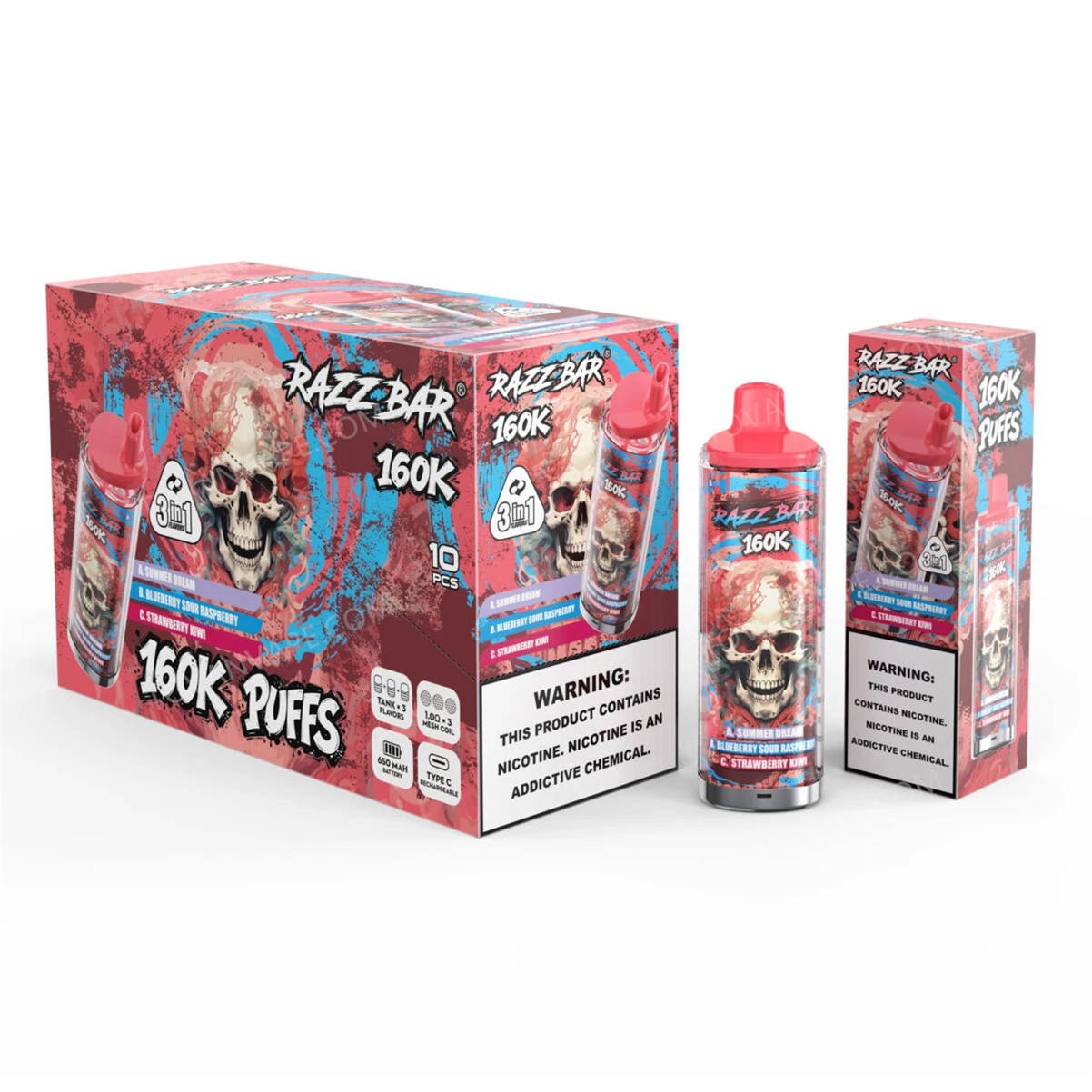 razz bar 160k summer dream - blueberry sour raspberry - strawberry kiwi