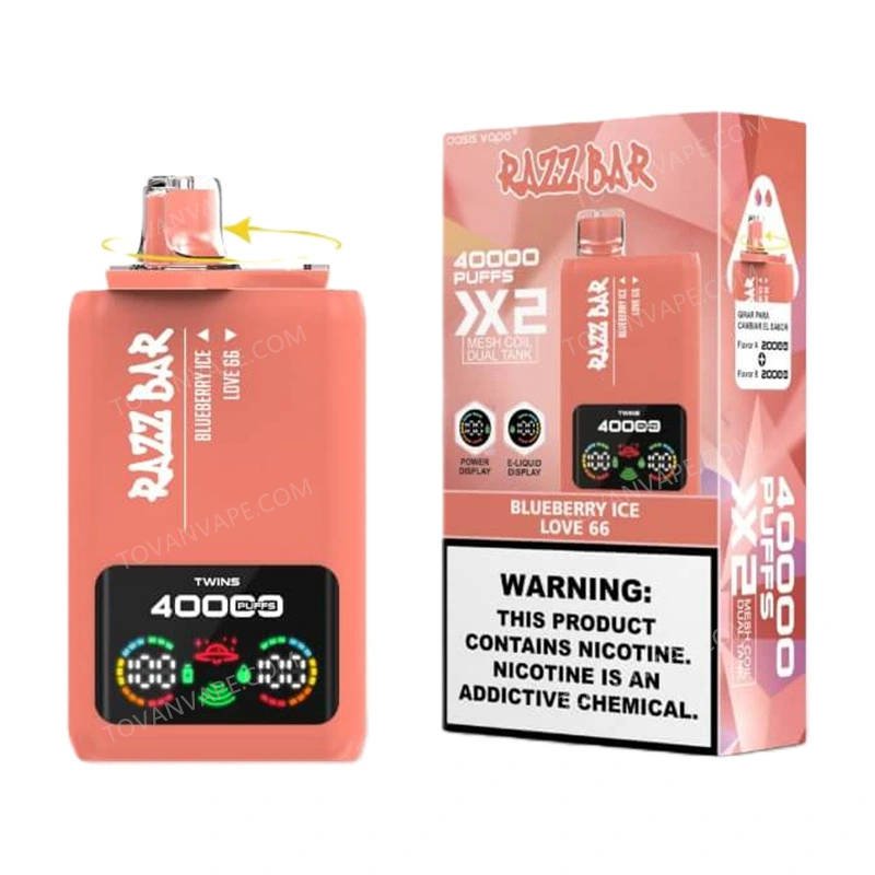 razz bar 40000 in blueberry ice and love 66 flavors alongside its original box razz bar 40000 in blueberry ice and love 66 flavors alongside its original box