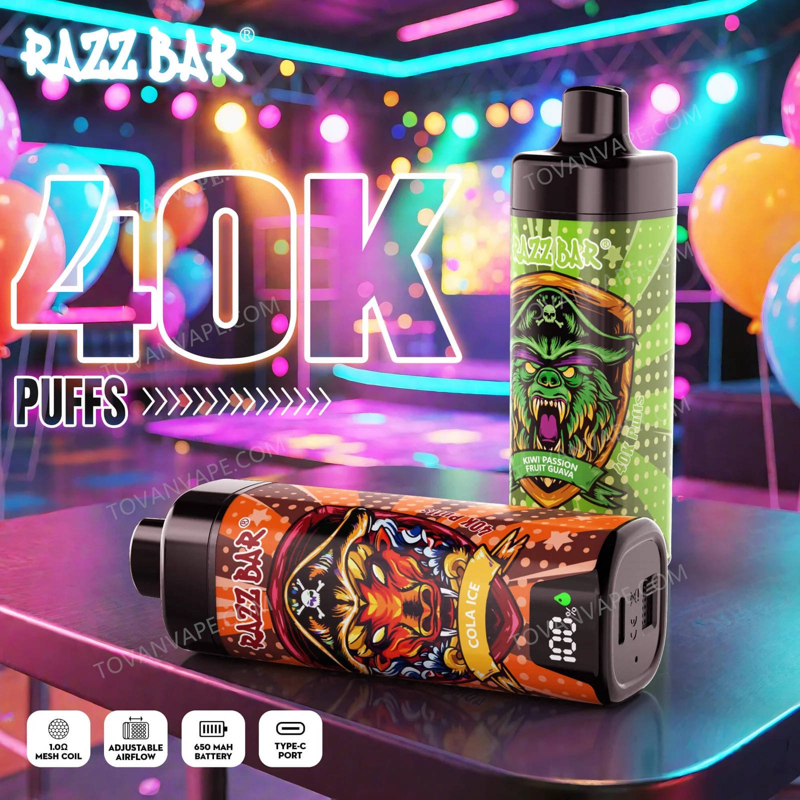 razz bar 40k mit einer E-Zigarette auf einem Tisch in einer Bar