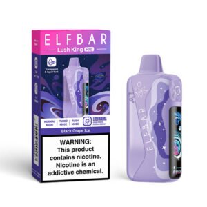 single retail carton for the elfbar lush king pro 40000 black grape ice vape