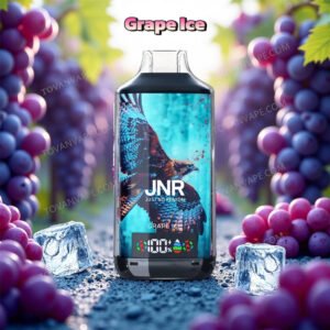 the grape ice edition of jnr falcon x 18k, set next to purple grapes and cooling ice pieces