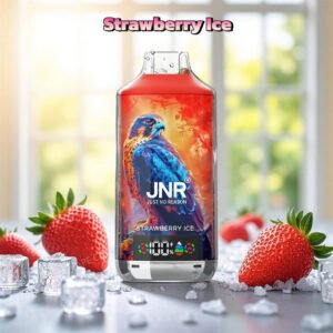 the strawberry ice edition of jnr falcon x 18k, set next to juicy strawberries and cooling ice cubes